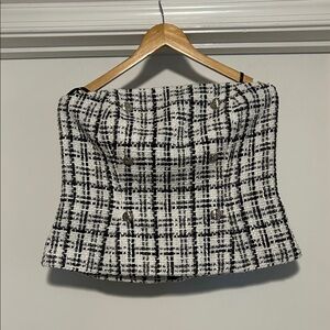 White House Black Market Tweed Plaid Bustier